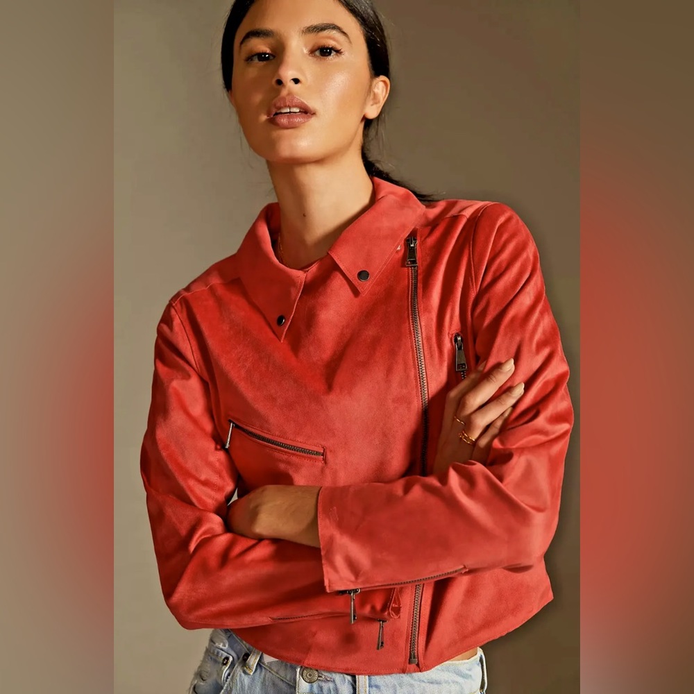 Anthropologie Hutch Faux Suede Moto Jacket, Size L